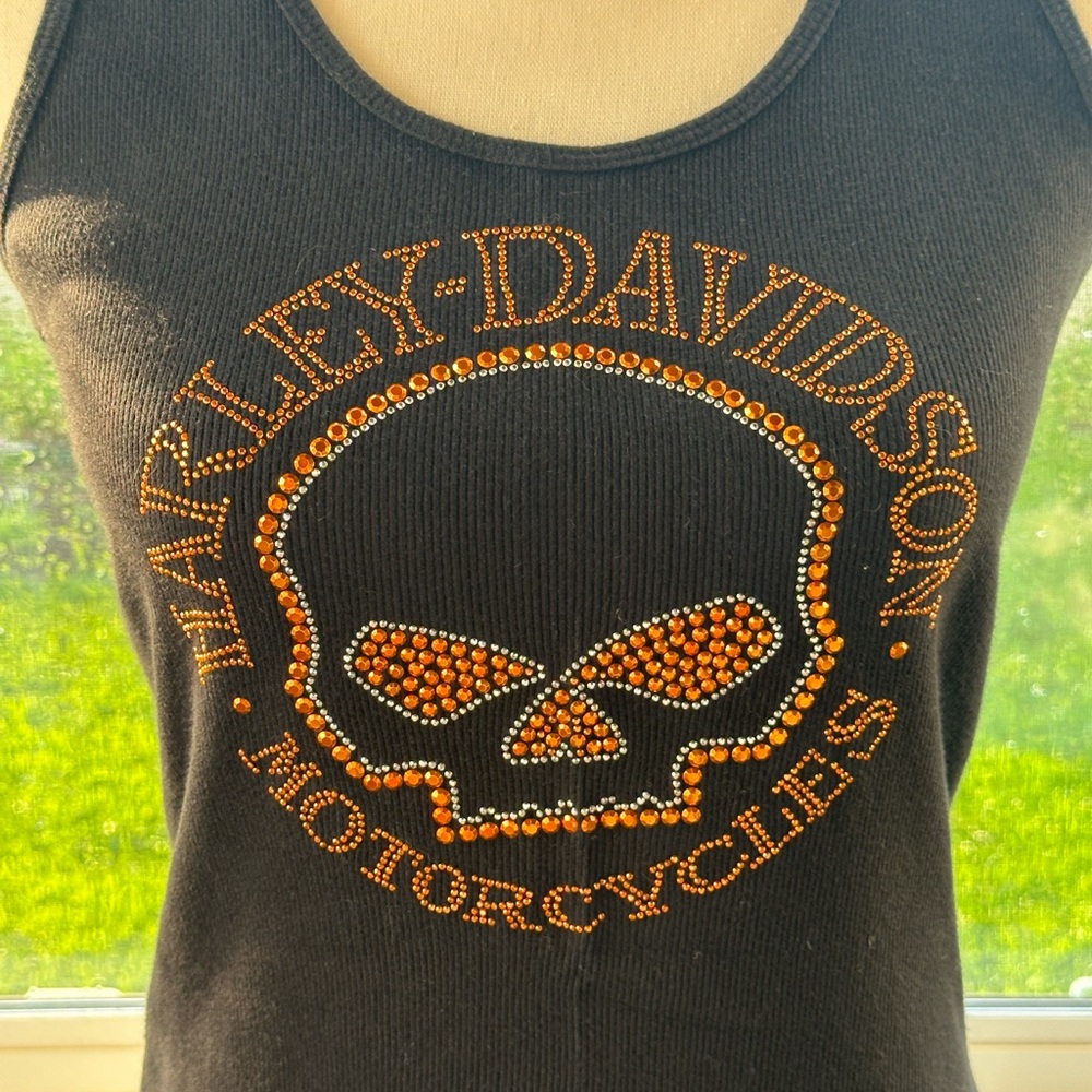 Harley-Davidson Willie Orange Bling Tank Top Size Large